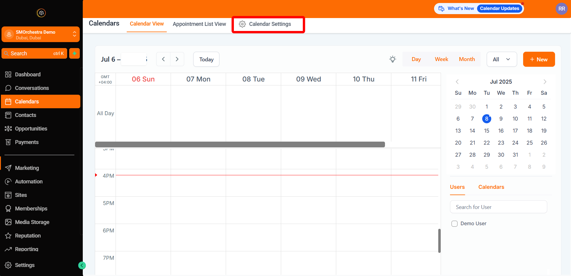  الوصول إلى إعدادات التقويم