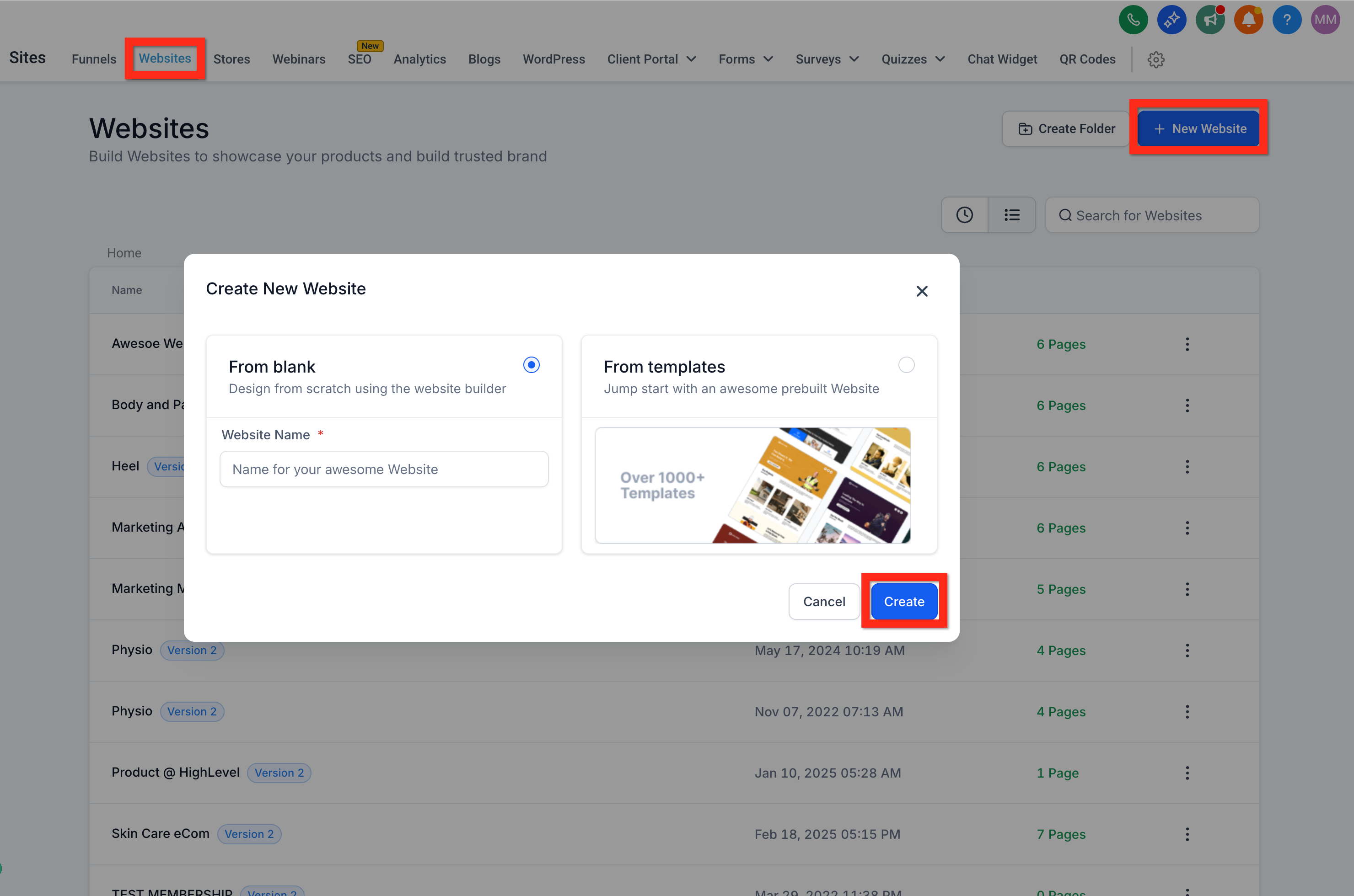 إطلاق موقع ويب