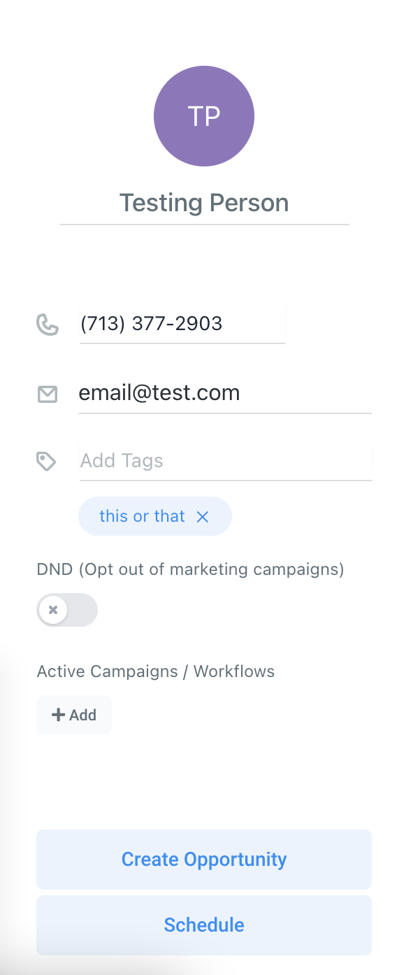 عرض معلومات جهة الاتصال